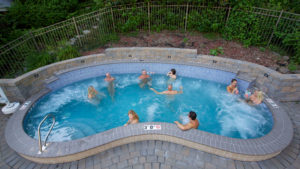 An overhead view of the hot tub