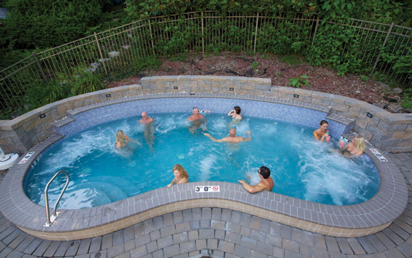 Overhead view of the large hot tub